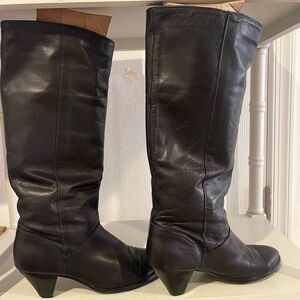 Elegant Black Leather Heeled Boots